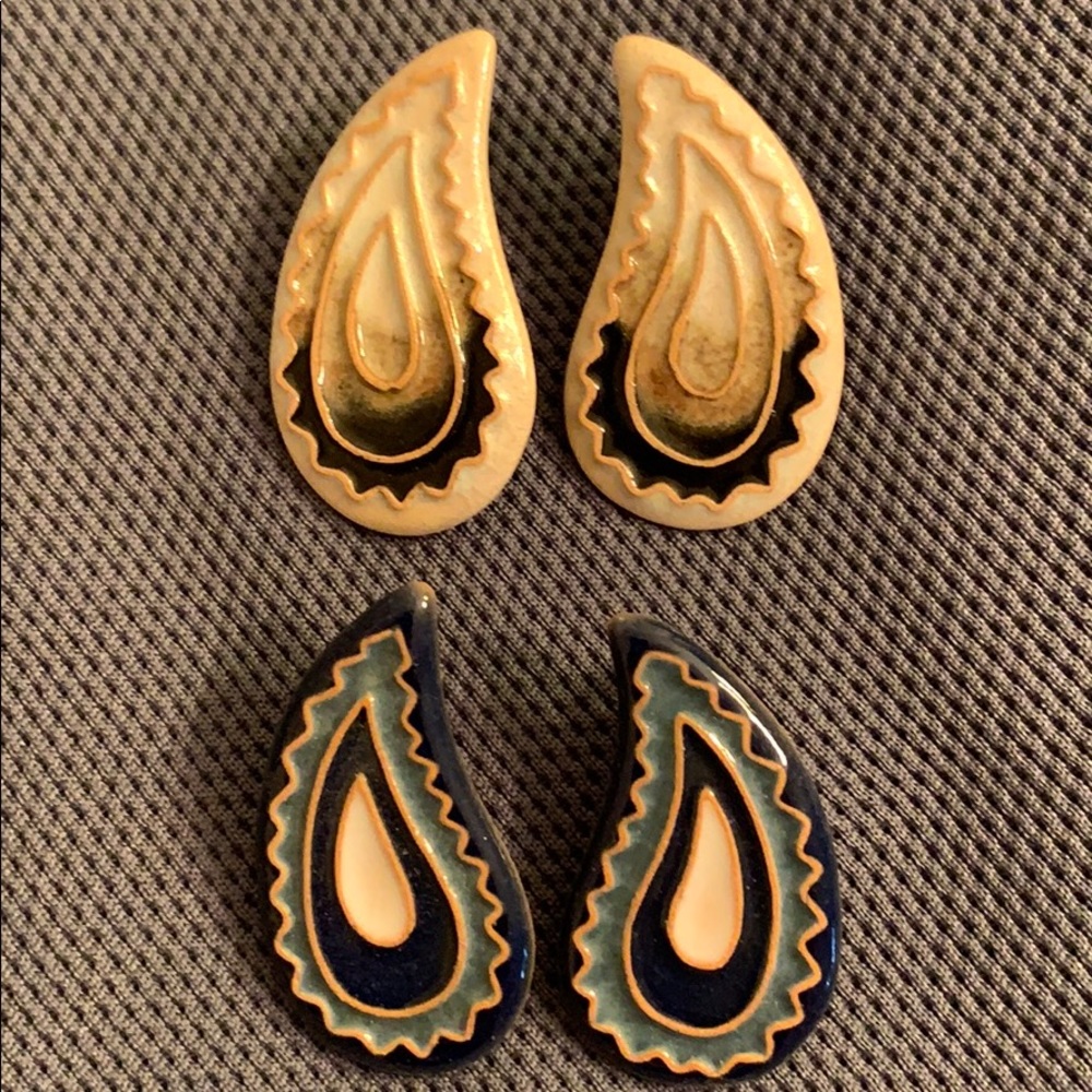 Vintage Paisley Earrings - 2 pairs